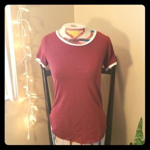 Maroon ringer tee
